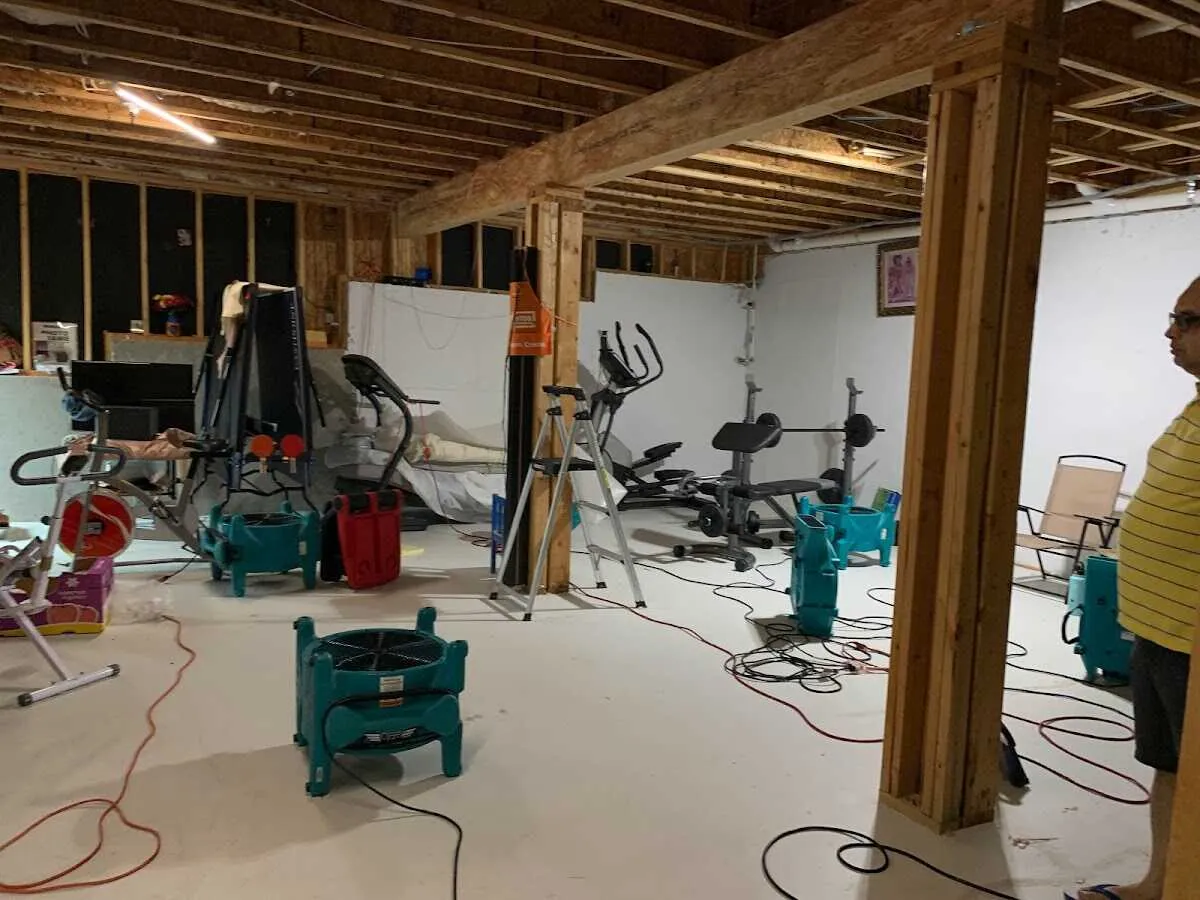 Basement drying equipment setup for Structural Drying in New Whiteland